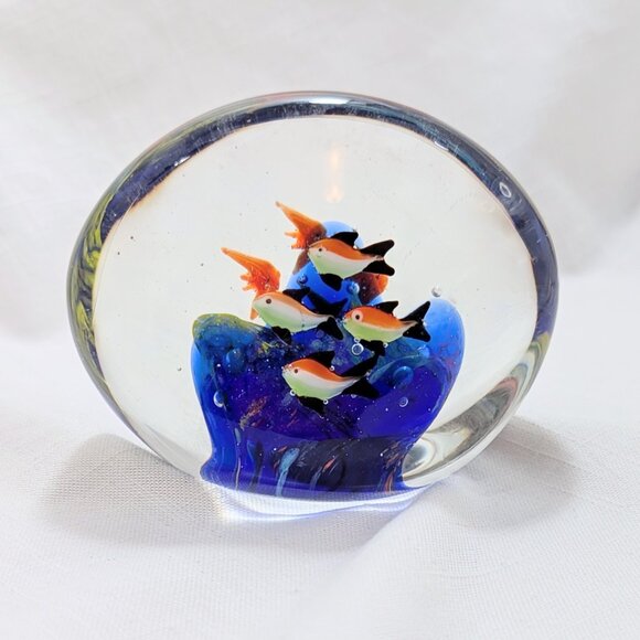 Murano? Style Glass Aquatic Fish Ocean Paperweight Sculpture Figurine - Picture 7 of 9